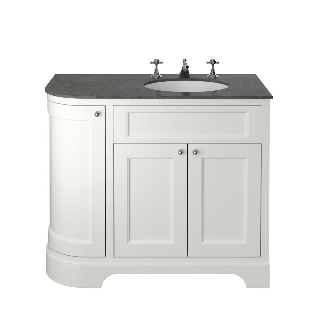 Cut out image of the Heritage Wilton 1000mm Chantilly Right Hand Corner Vanity Unit with Worktop, Basin & Handles Pack