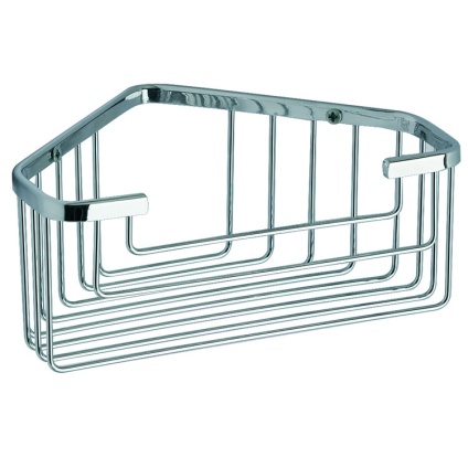 Cutout image of Origins Living Gedy Deep Corner Basket Chrome.