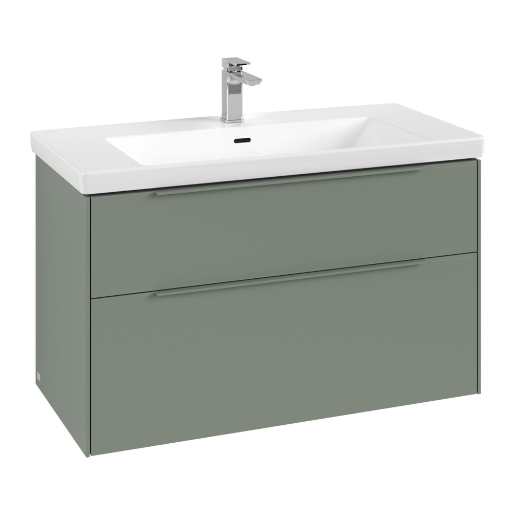 Cutout image of Villeroy & Boch Subway 3.0 Soft Green 1000mm Wall-Hung Basin Vanity Unit