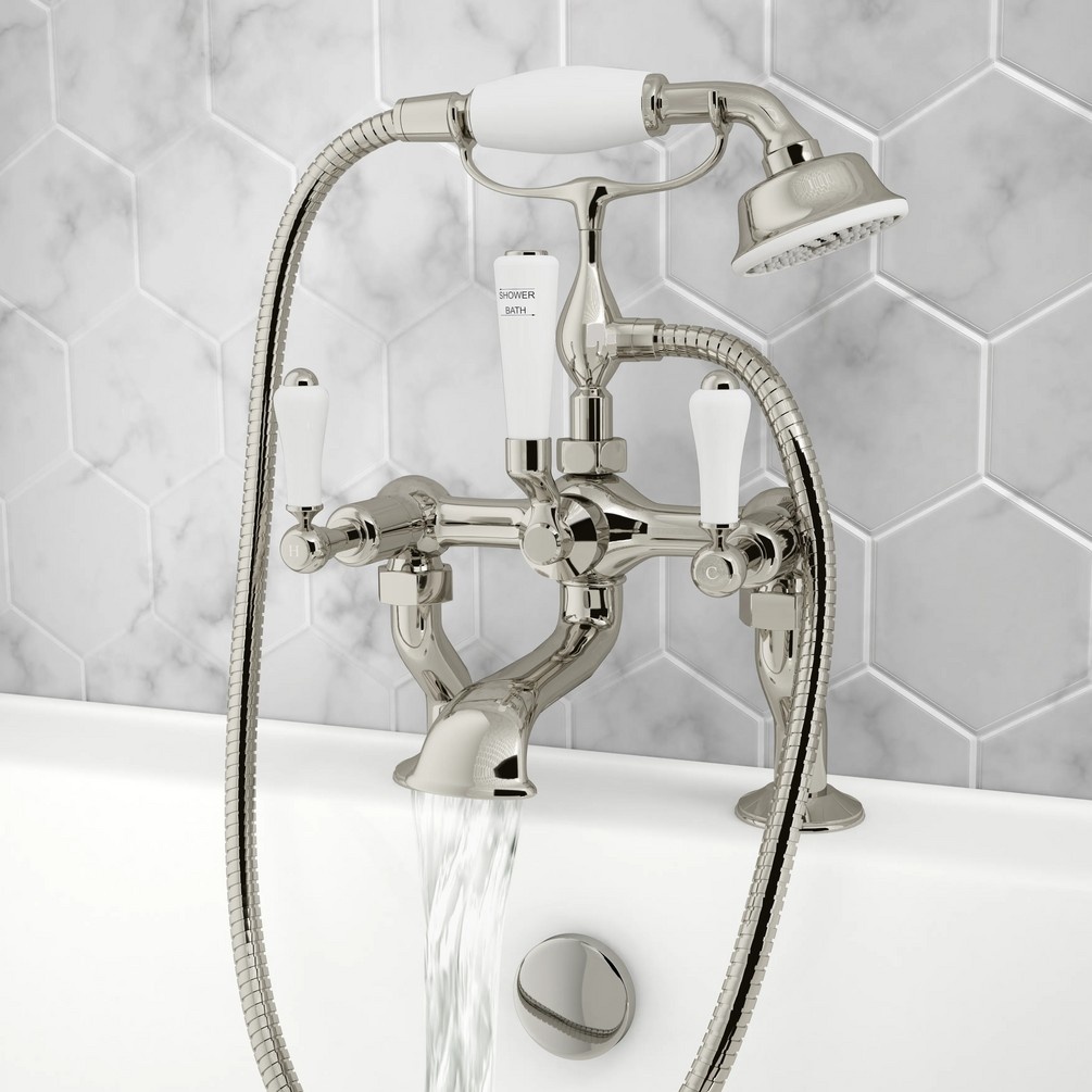 JTP Grosvenor Lever Nickel Deck Mounted Bath & Shower Handset Kit Lifestyle