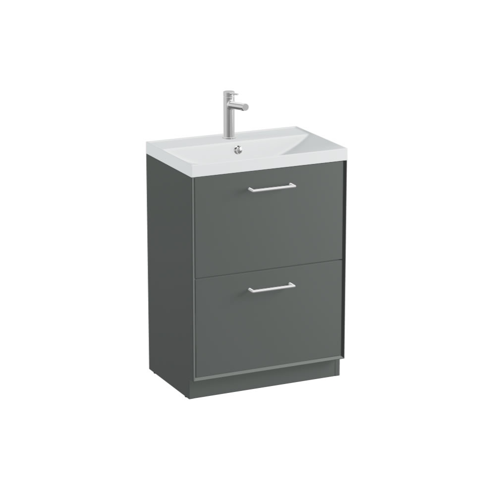 Vado Safari Smooth 600mm Charcoal Grey Floor Mounted Vanity Unit & Mineral Basin