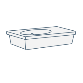 Iconography image of a modern or contemporary style small cloakroom basin/bathroom sink, ideal for smaller spaces.