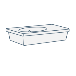 Iconography image of a modern or contemporary style small cloakroom basin/bathroom sink, ideal for smaller spaces.