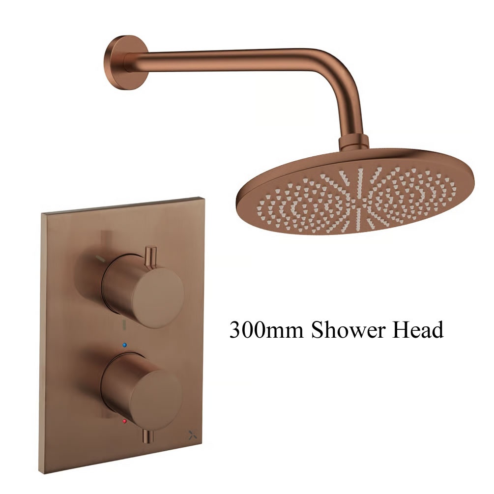 Cutout image of Crosswater Crossbox Brushed Bronze Single Outlet Rainfall Shower Set 300mm head