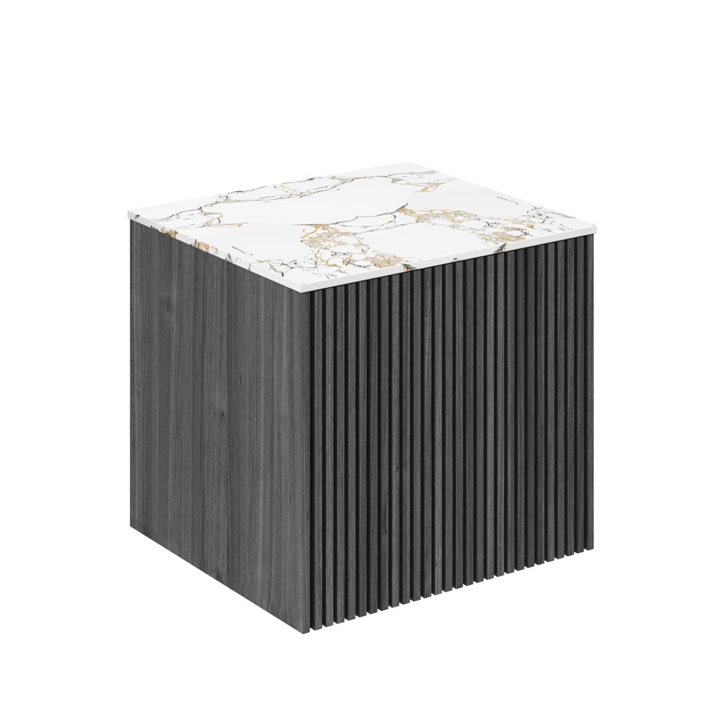 Crosswater Limit Steelwood 500mm Wall Hung Vanity Unit & Estatuario Worktop