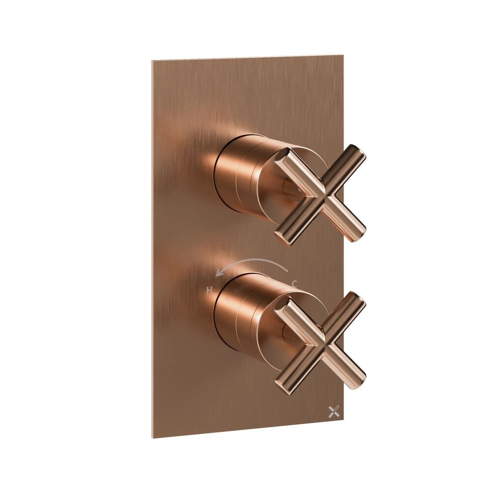 Crosswater MPRO Crosshead Brushed Bronze 2 Outlet 2 Handle Shower Valve