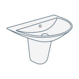 iconography image of a curved or round semi pedestal basin/bathroom sink