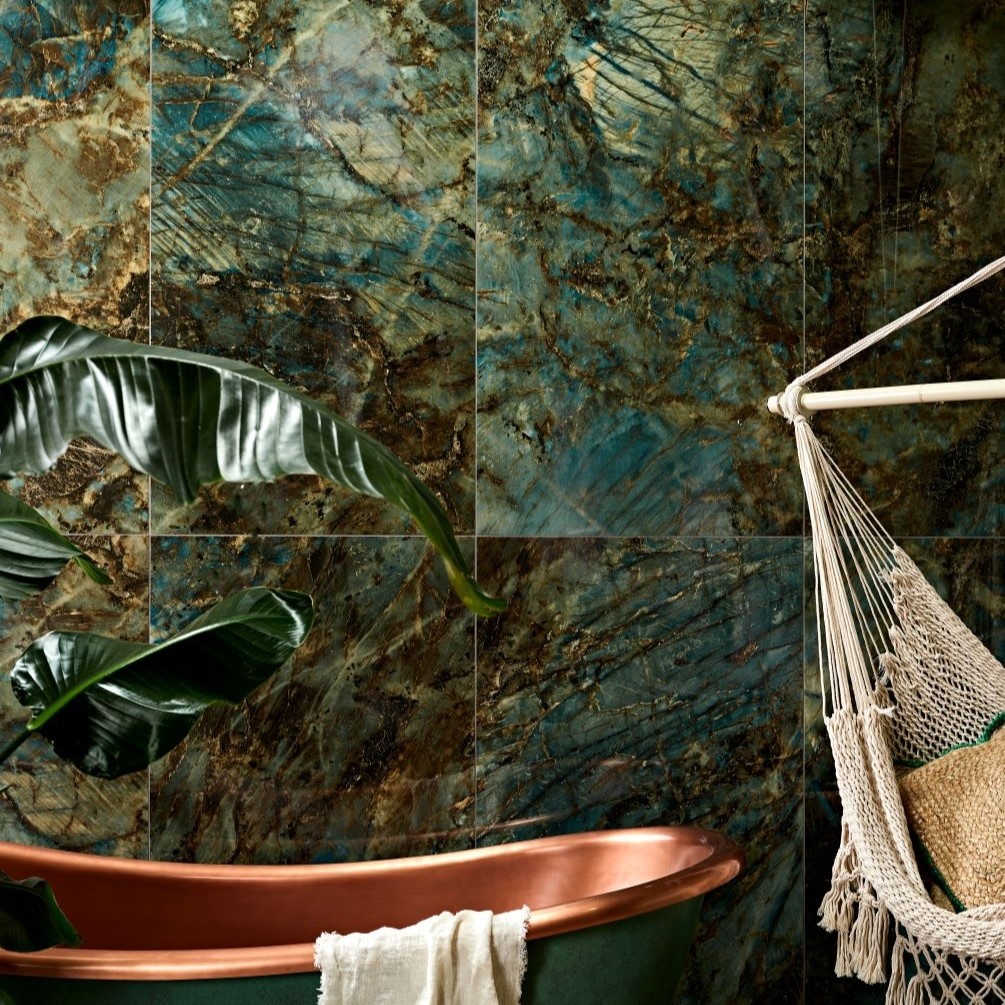 Lifestyle image of Ca Pietra Rainforest Lemurian wall & floor tiles
