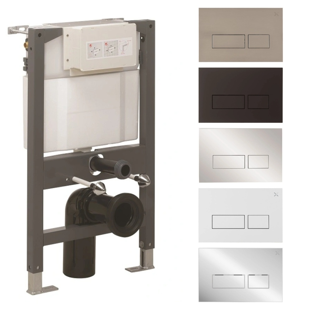 Cut out image of the Crosswater 820mm Wall-Hung WC Support Frame with Flush Plate Pack