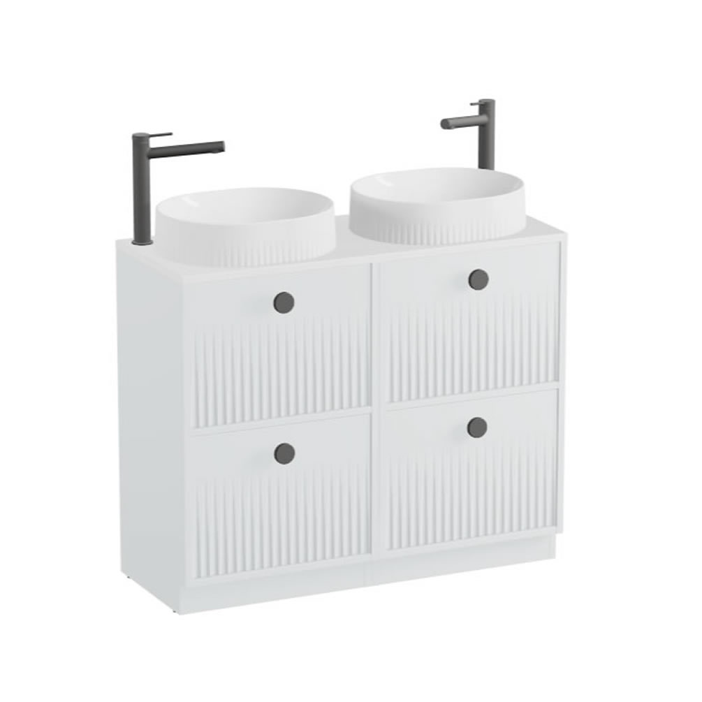 Vado Safari Fluted 1000mm Arctic White Floorstanding Vanity Unit & Gloss Worktop