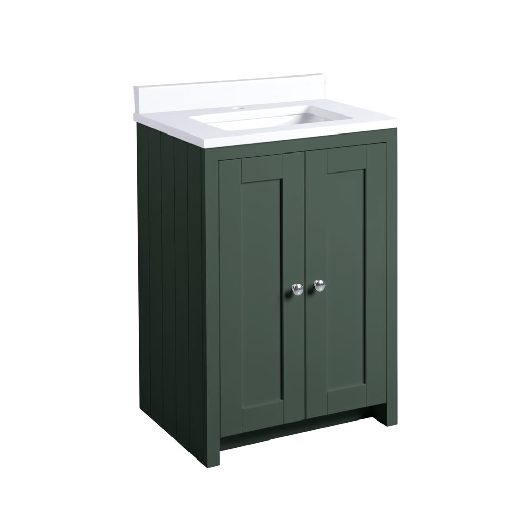 Tavistock Lansdown 600mm Matt Sherwood Green Undermount Vanity Unit & Worktop