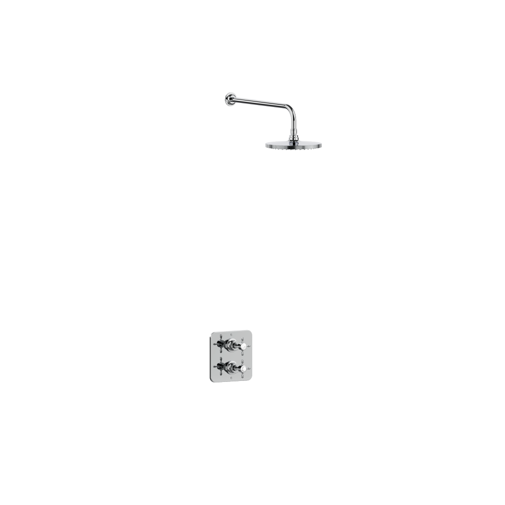 Cut out image of Burlington Guild Square Thermostatic Concealed Shower Valve & Shower Arm & Head