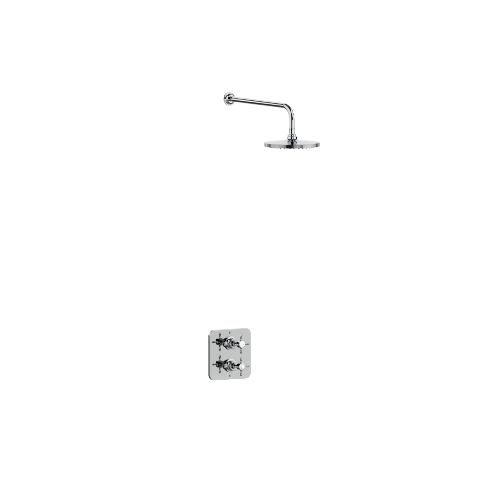 Cut out image of Burlington Guild Square Thermostatic Concealed Shower Valve & Shower Arm & Head