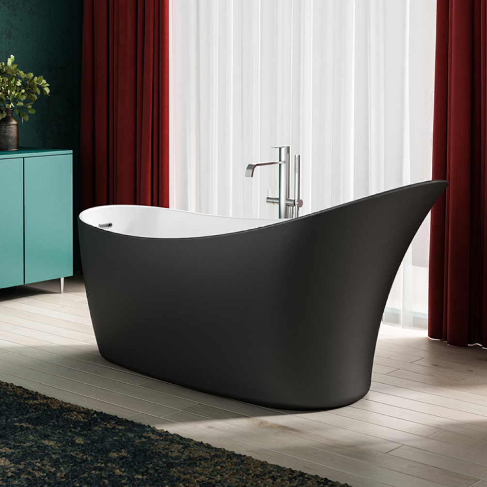 Lifestyle Photo of Charlotte Edwards Portobello Matt Black 1600mm Freestanding Bath