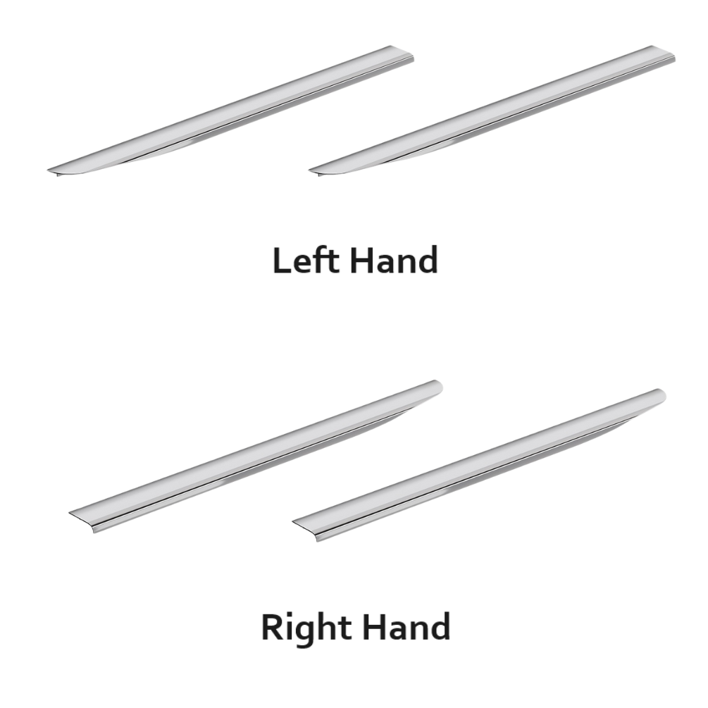 Product cut out image showing 4 Handle Bundle of Vado Cameo 1200mm Chrome Left and Right Pull Handles x 2 each - CAM-HAN12L-CP CAM-HAN12R-CP