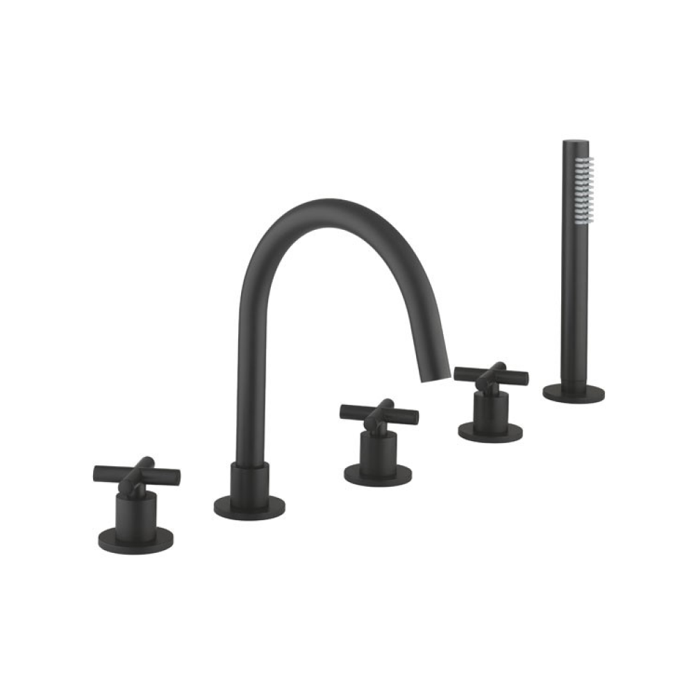 Photo of Crosswater MPRO Matt Black Crosshead Bath 5 Hole Set Cutout