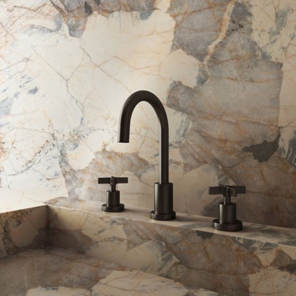 Crosswater Clover Matt Black 3 Hole Deck Mounted Basin Tap Lifestyle