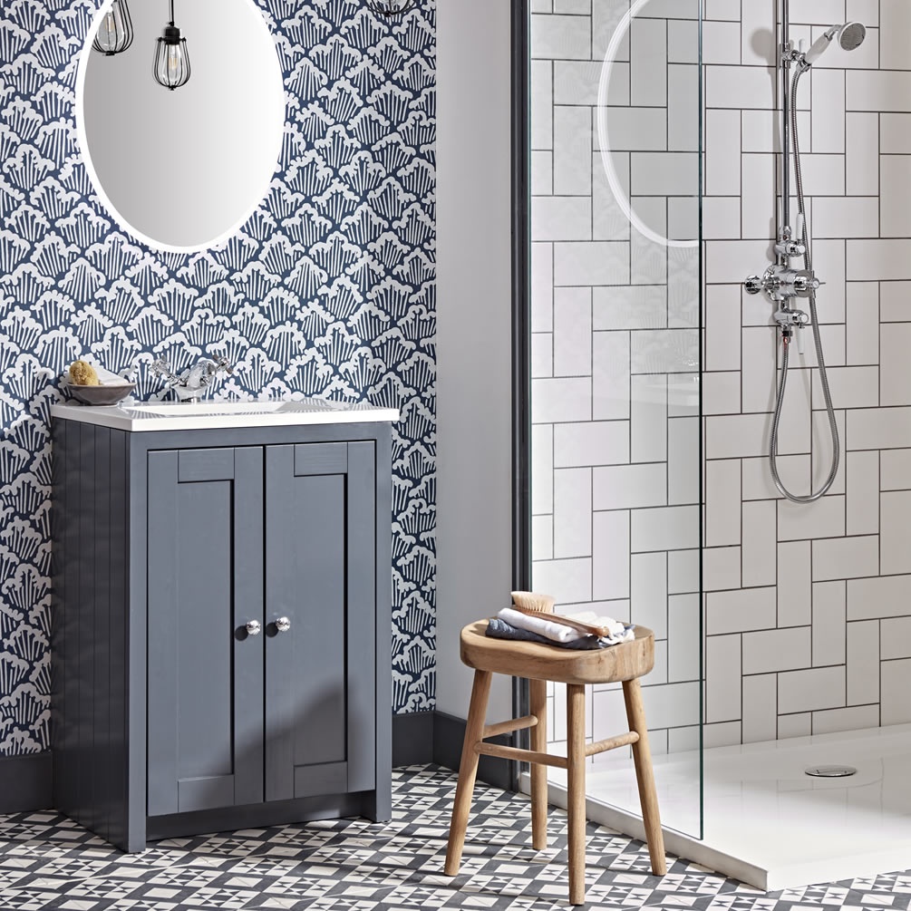 Tavistock Lansdown 600mm Matt Dark Grey Undermount Vanity Unit & Worktop - Lifestyle Image 1
