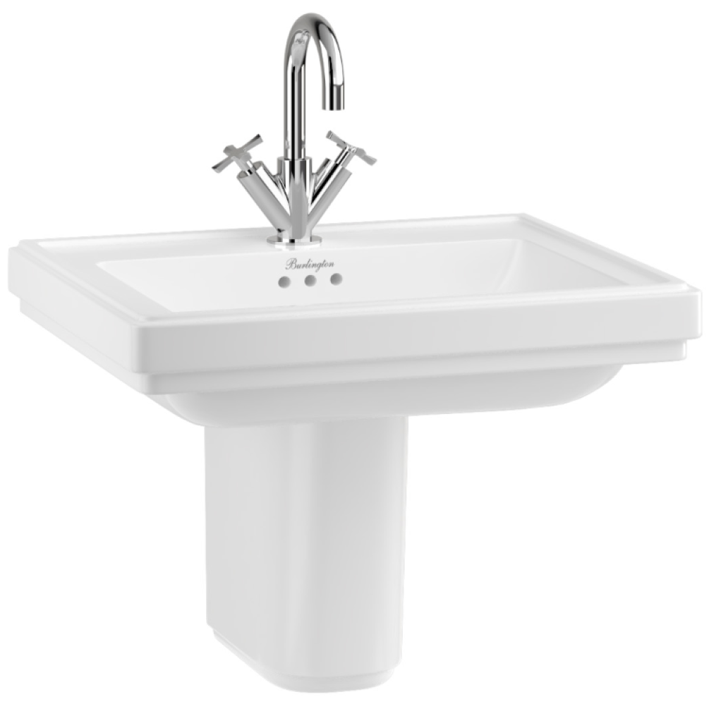 Close up product cut out image of the Burlington Riviera Square Basin & Semi Pedestal