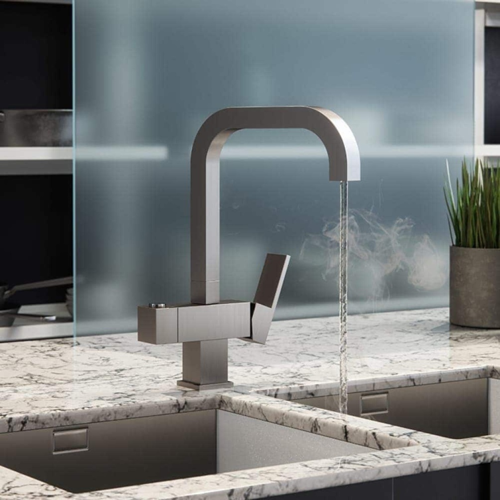 The Tap Factory Tetra Brushed Steel 4 In 1 Instant Hot Kitchen Tap