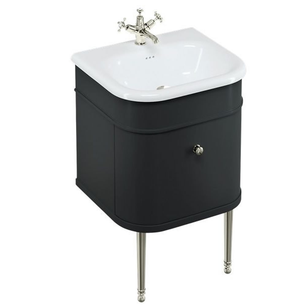 Burlington Chalfont 550mm Black Vanity Unit & Brushed Nickel Legs