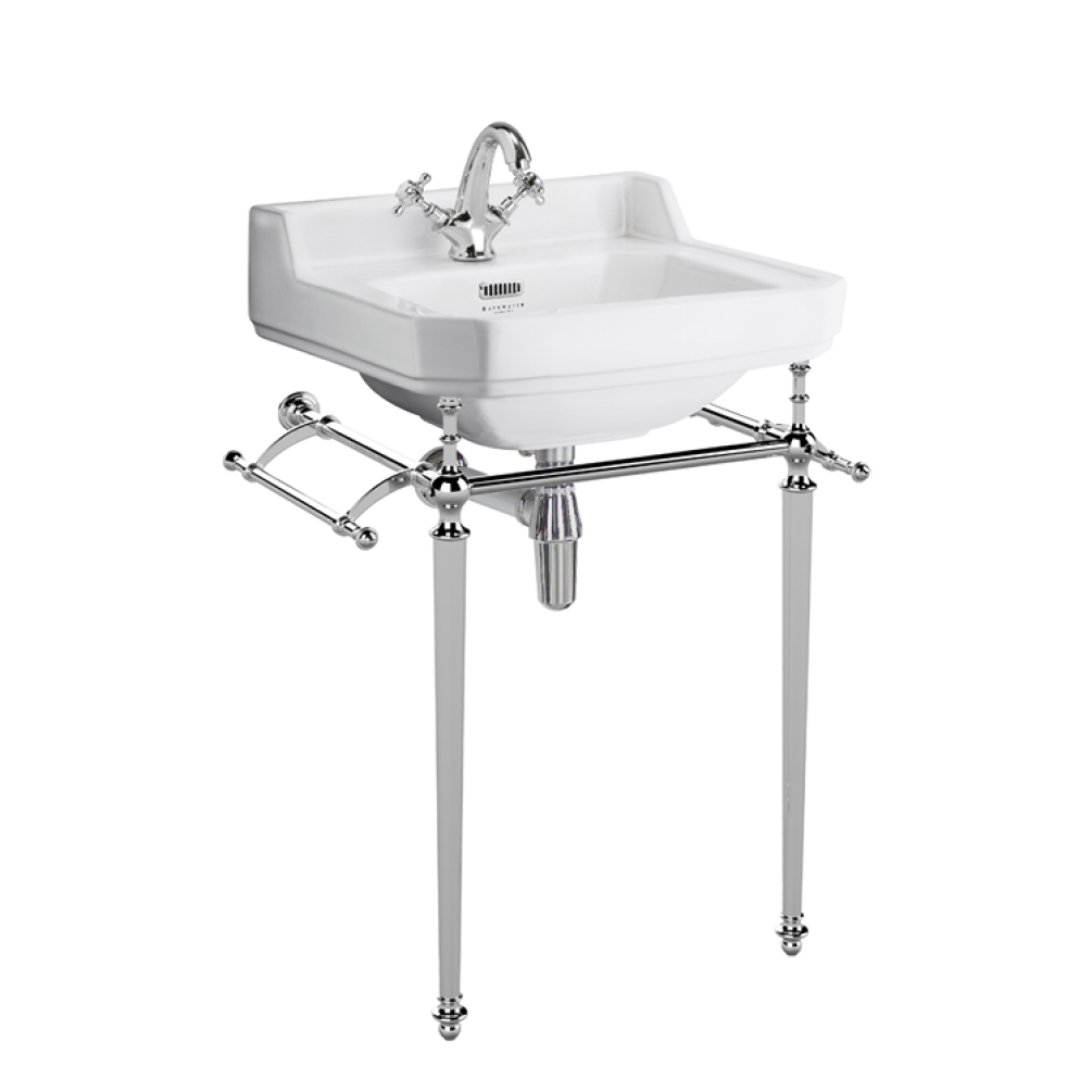 Photo of 500mm Fitzroy Basin with 1TH on Traditional Round Basin Stand with Towel Rail