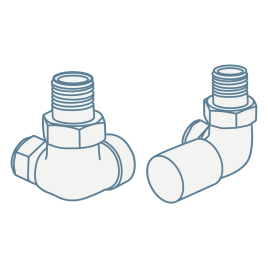 iconography image of a pair of corner radiator valves for bathroom radiators and towel rails