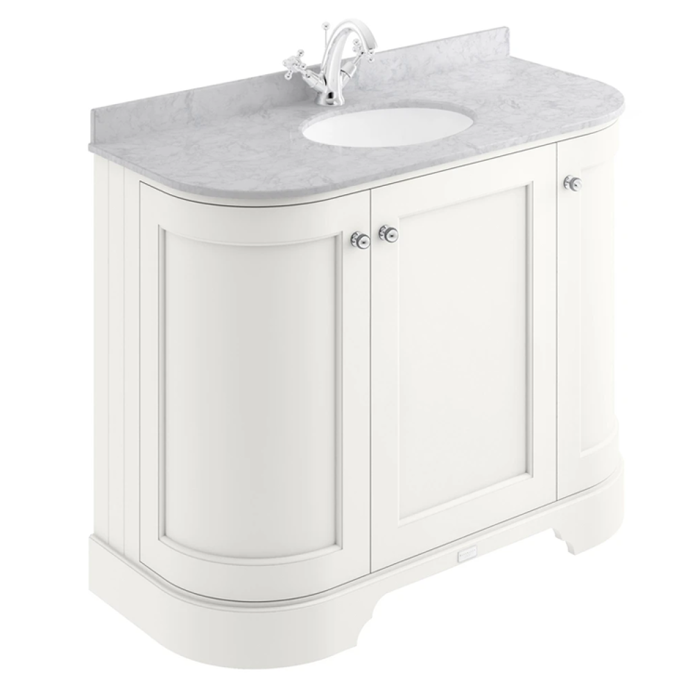 Bayswater Pointing White 1000mm 3 Door Curved Unit & Grey 1TH Worktop