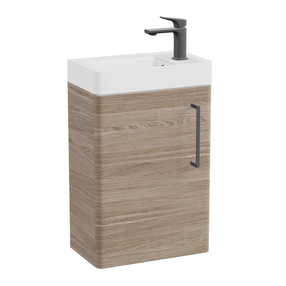 Vado Cameo Natural Oak 400mm Wall Hung Vanity Unit & Arctic White Basin - Right Hand