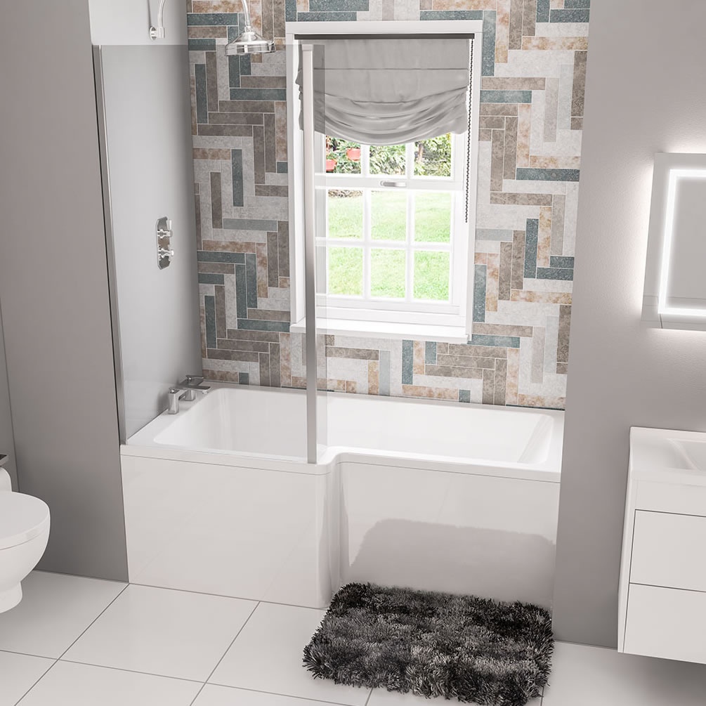 Eastbrook Beaufort Portland 1500 x 850mm L Shape Shower Bath - Left Hand