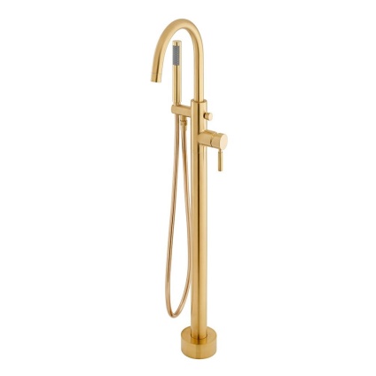 Cutout image of Vado Individual Origins Brushed Gold Floor Standing Bath Shower Mixer