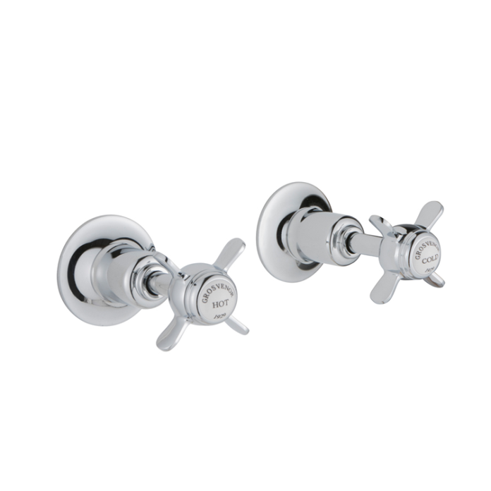 Photo of JTP Grosvenor Pinch Chrome Wall Mounted Valves Cutout - White Indices