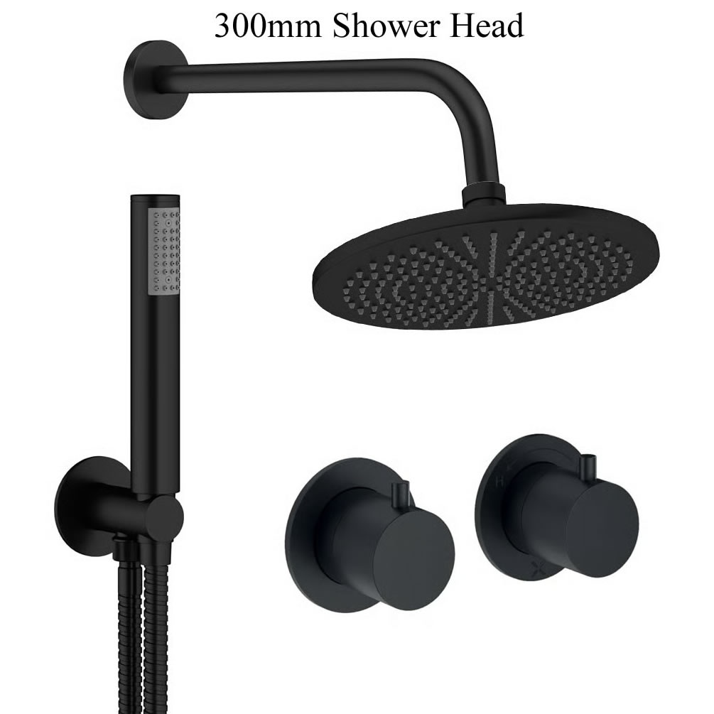 Cutout image of Crosswate Module Matt Black Dual Outlet Rainfall Shower Set