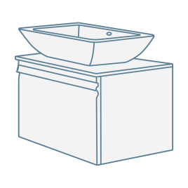 iconography image of a bathroom vanity unit with a countertop basin on top