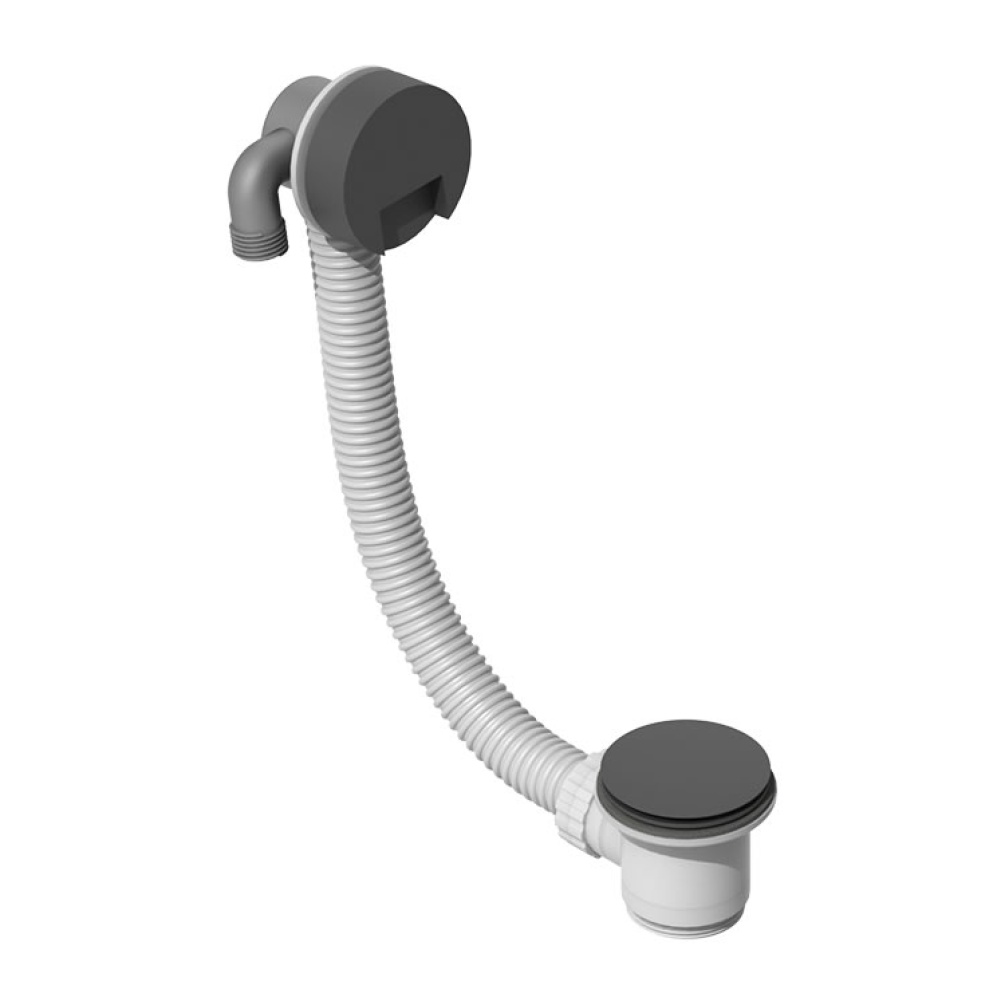 Product Cut out image of the Abacus Matt Black Bath Filler & Click Waste