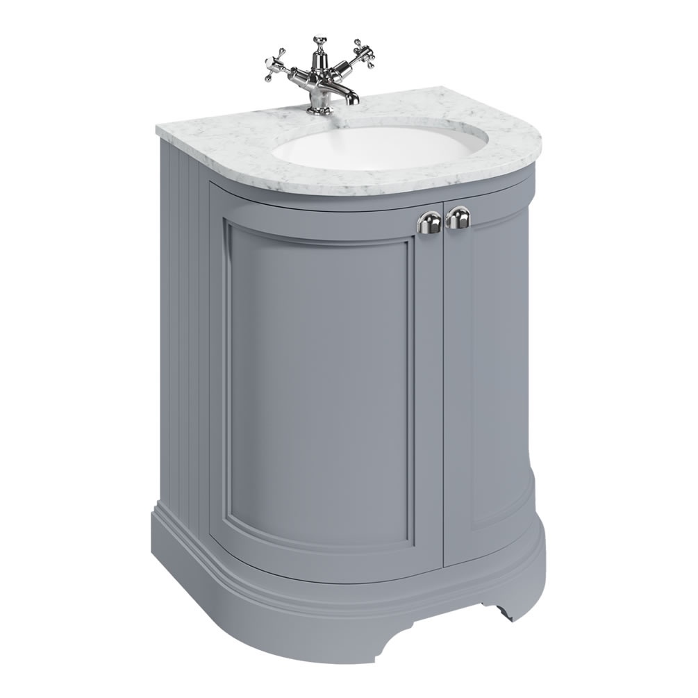 Burlington Classic Grey 650mm Freestanding Curved Vanity Unit & Worktop