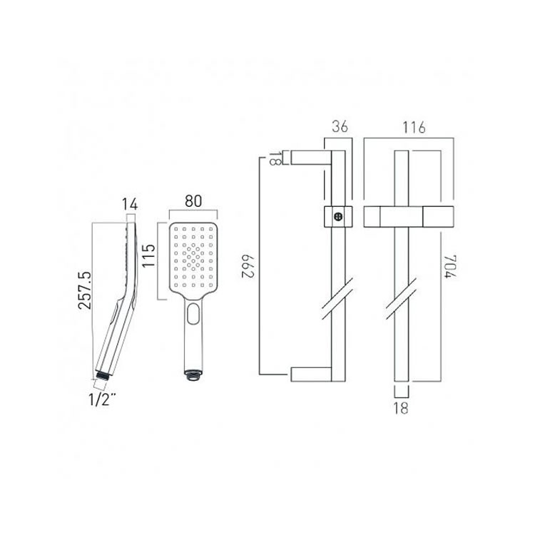 Vado Nebula Square Multi Function Slide Rail Kit Sanctuary Bathrooms