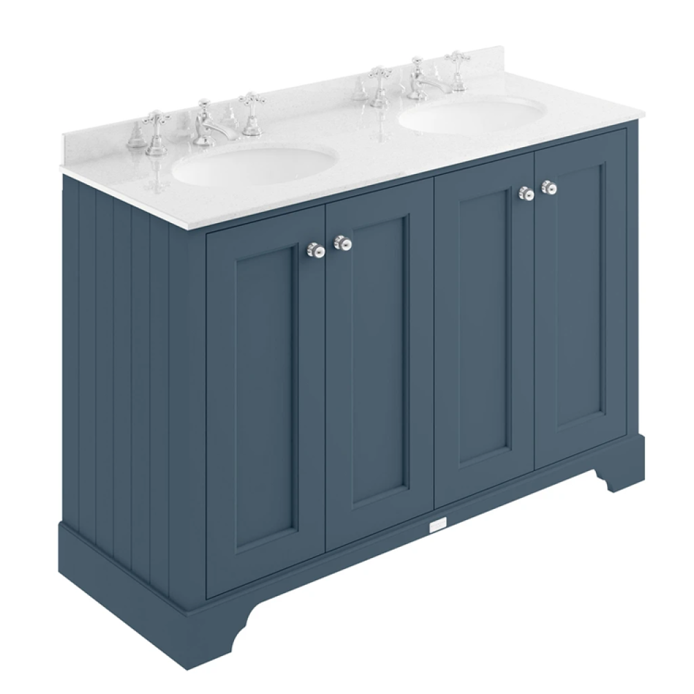 Photo of Bayswater Stiffkey Blue 1200mm 4 Door Vanity Unit & White 3TH Worktop