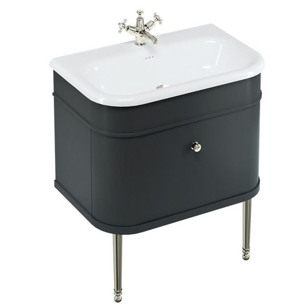 Burlington Chalfont 750mm Basin, Matt Black Unit & Nickel Legs