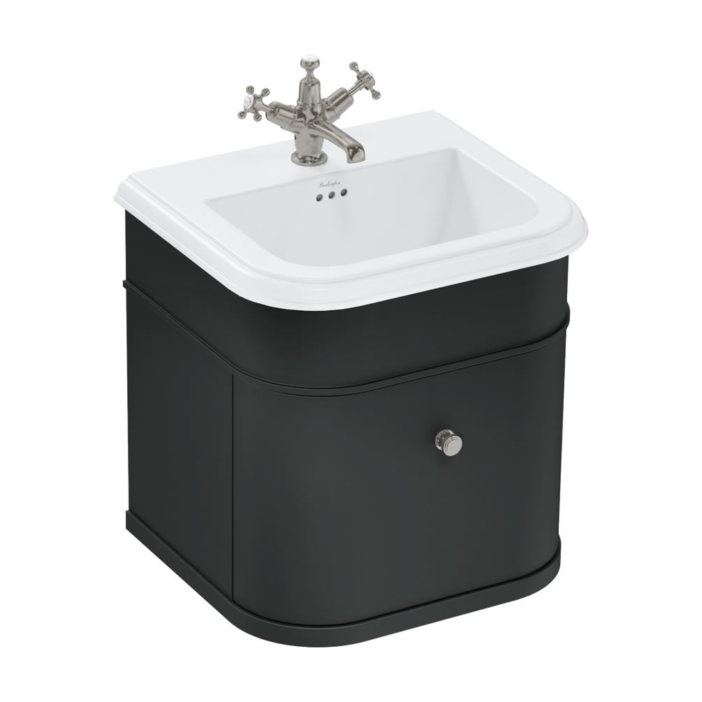 Burlington Chalfont 550mm Ceramic Basin & Matt Black Wall Hung Unit