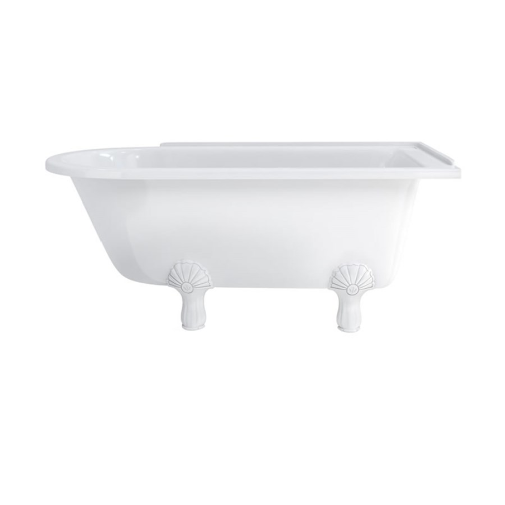 product cut out image of burlington hampton 1500 right hand shower bath with white luxury classic feet