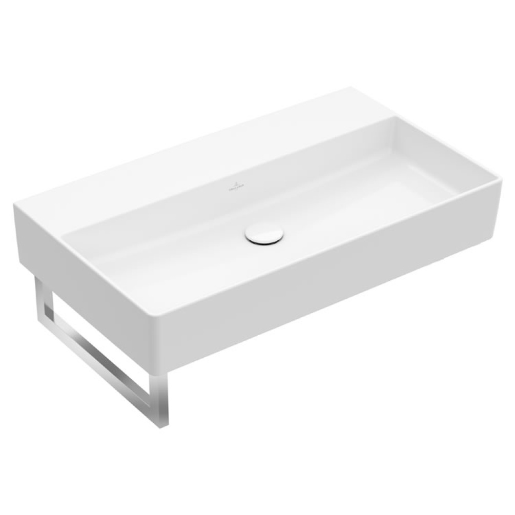 Cutout image of Villeroy & Boch Memento 2.0 Wall-Hung 800mm Basin No Tap Holes & Single Towel Rail