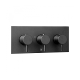 Product Cut out image of the JTP Vos Matt Black Triple Outlet Landscape Concealed Shower Valve