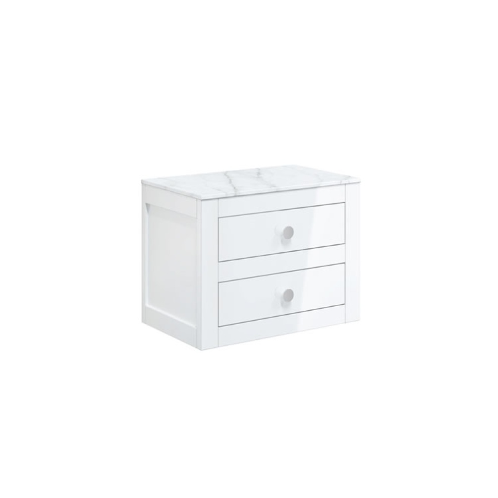 Cutout image of Crosswater Canvass White Gloss Wall-Hung Vanity Unit with Marble Worktop 600mm
