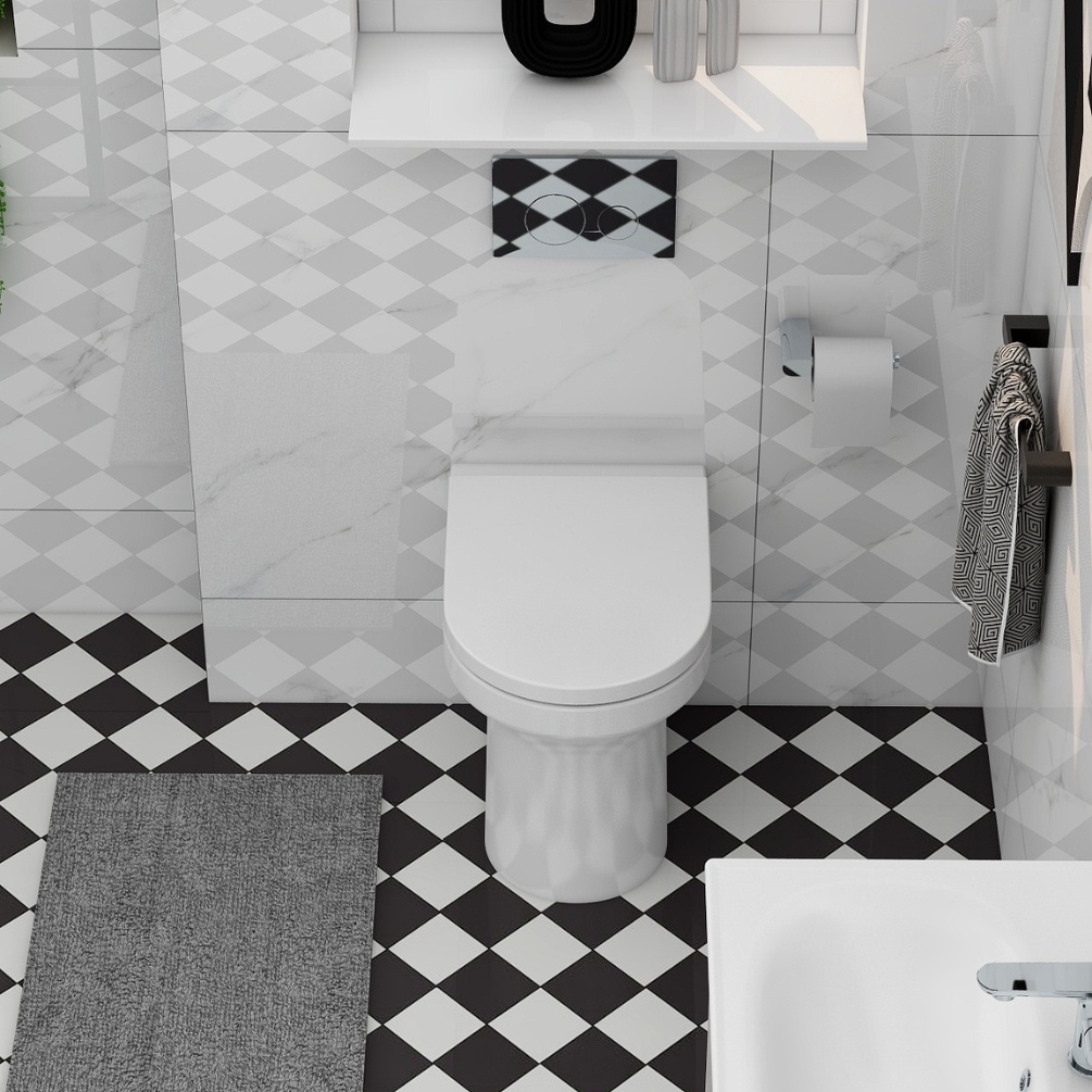 Imex Alma Rimless Comfort Height Back to Wall Toilet Lifestyle 1