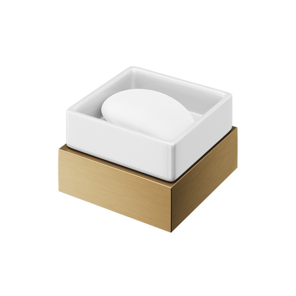 Product cut out image of the Abacus Iso Brushed Brass Pro Pure Soap Dish & Holder