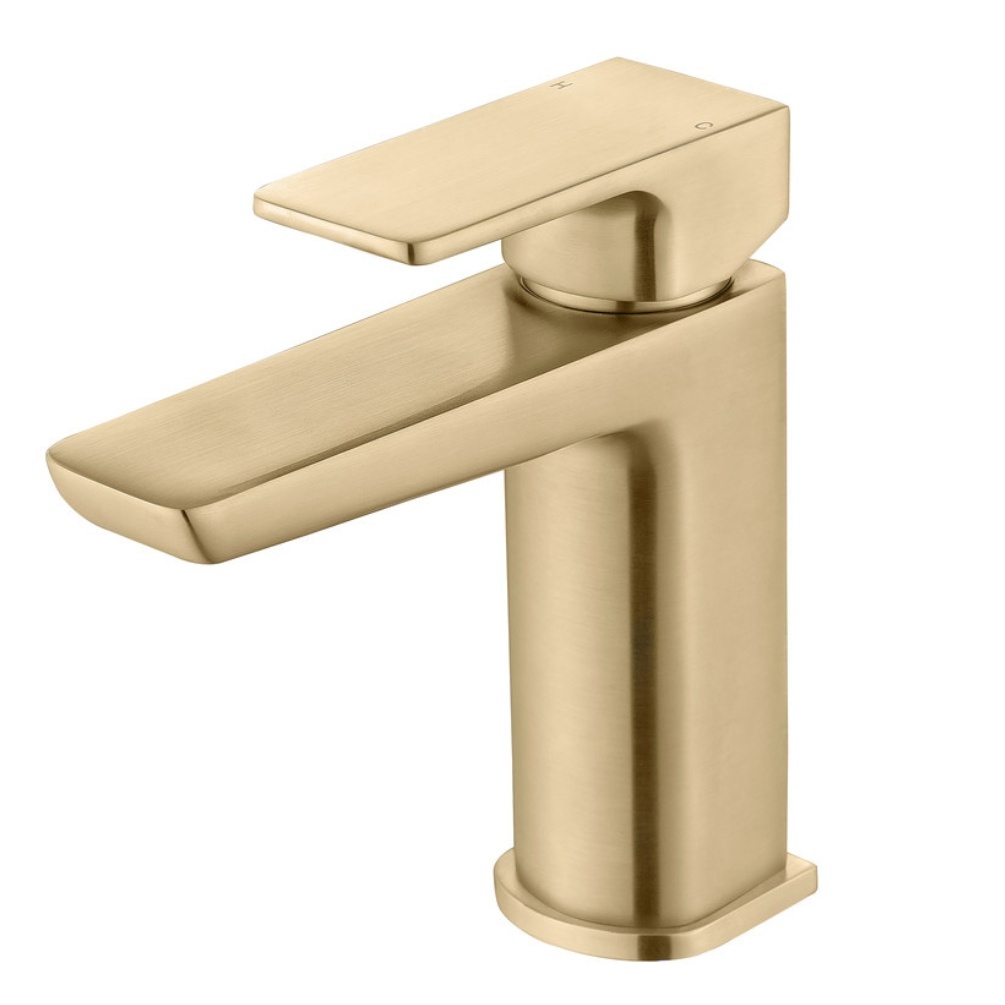 Product cut out image of the Dorian Brushed Brass Basin Mixer Tap ZERO105807