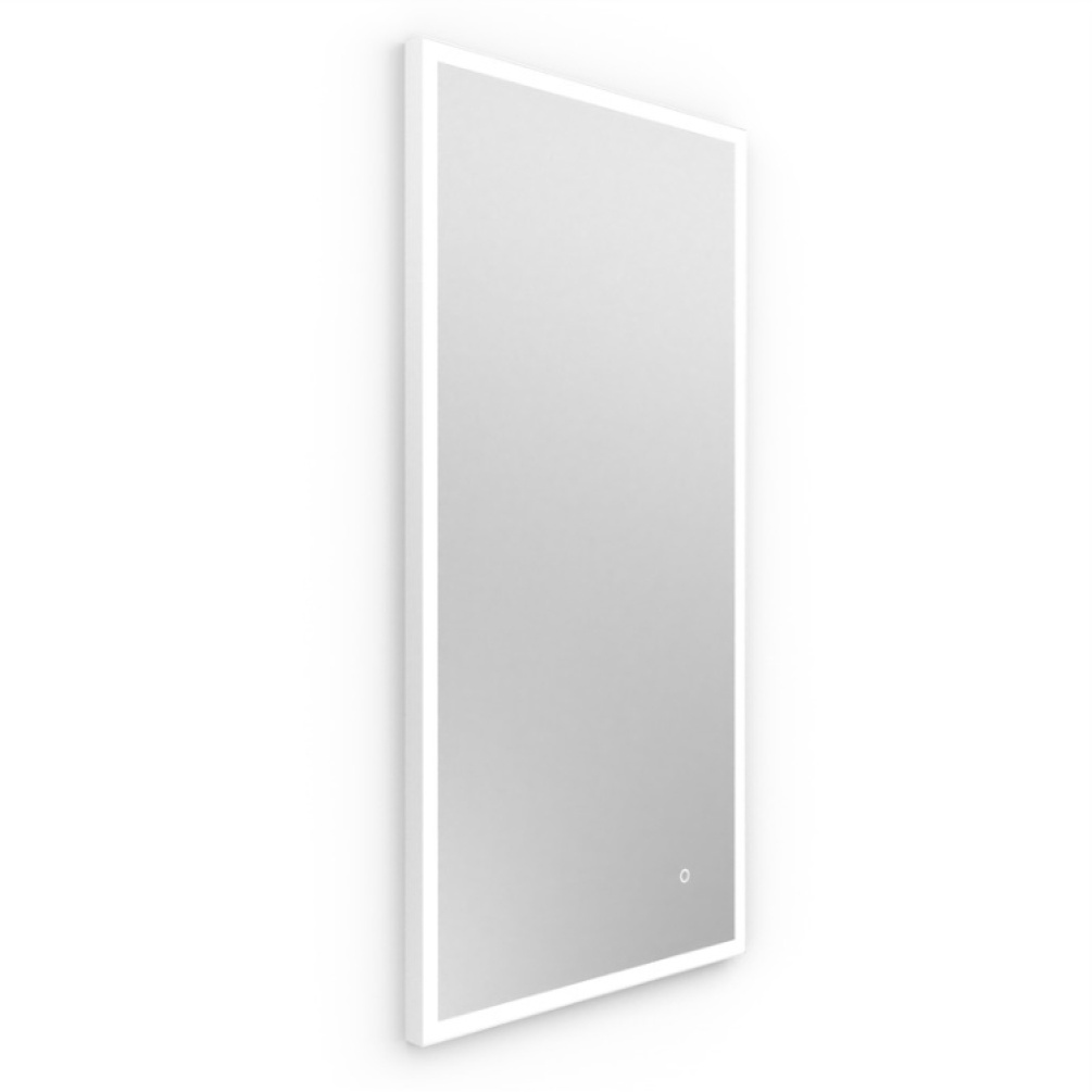 Product Cut out image of Origins Living Tate Light White 500mm Rectangular Mirror on an angle