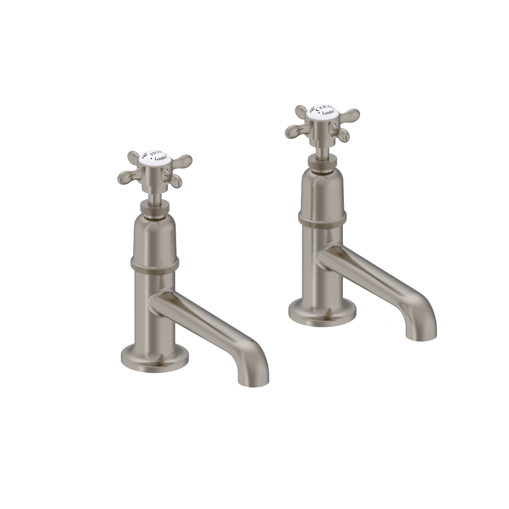 Cut out image of Burlington Guild Nickel Basin Long Nose Pillar Tap