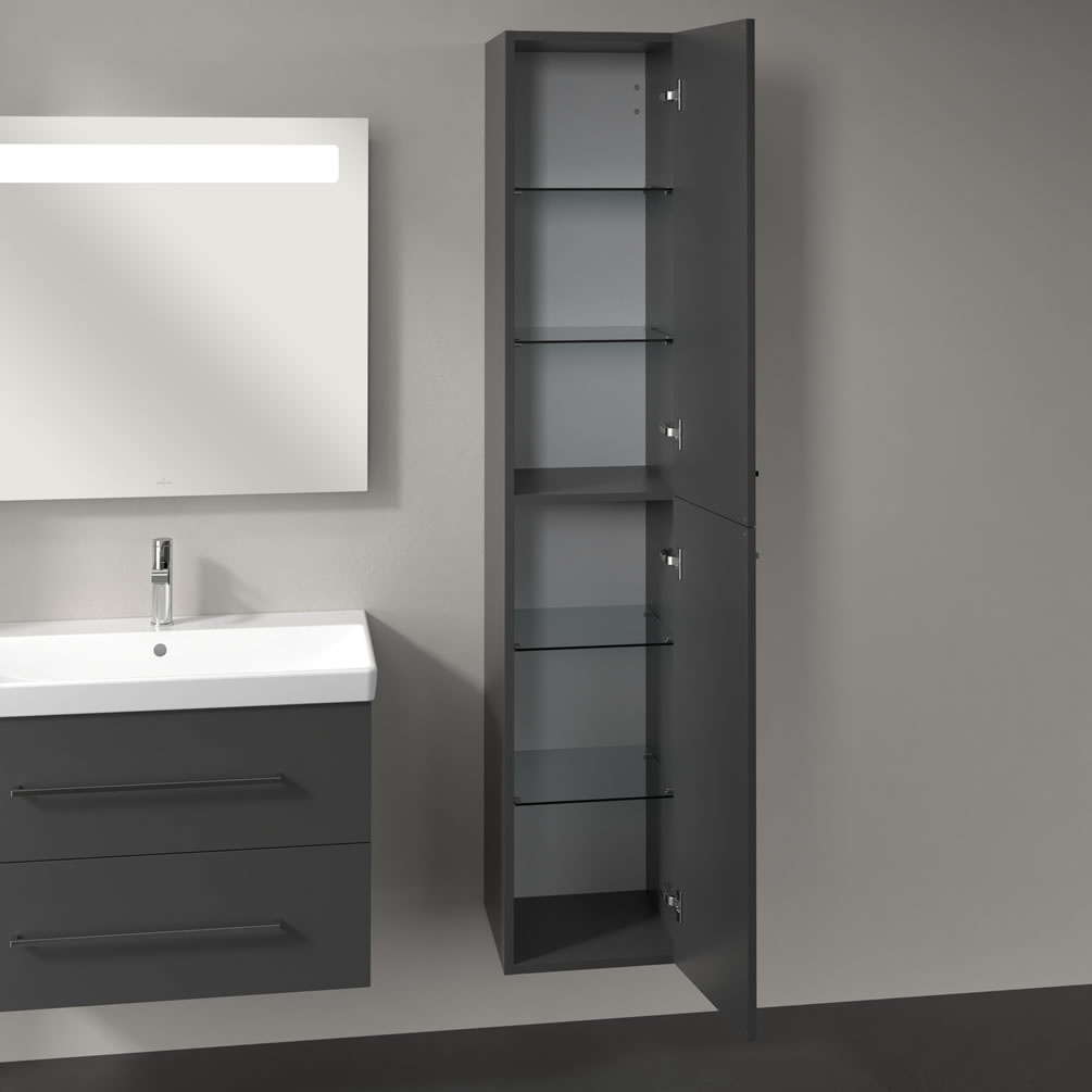 Lifestyle image of Villeroy & Boch Avento Graphite Tall Cabinet